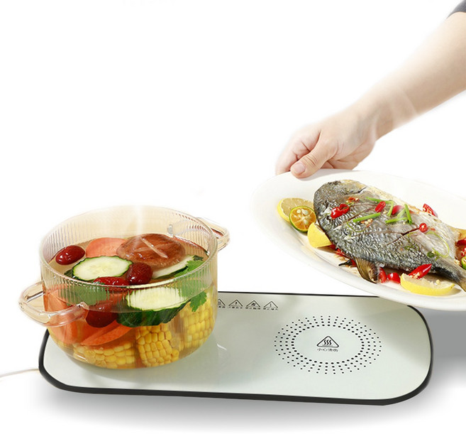 휴대용 푸드워머 매직워머 가정용 식탁 푸드워머 온열패드 다이닝 플레이트, 흰색