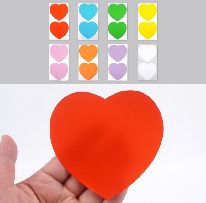 무지 이름 스티커 어린이집 행사용 학교 실험용 컬러 네임택 하트 10cm, 퍼플