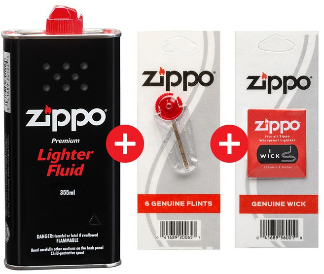 zippo 정품 지포라이터 기름 오일355ml 1개+심지+돌 소모품 세트