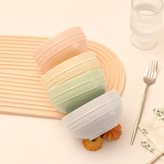 BLOWFISHFUGU 국그릇 밥그릇 예쁜 그릇400ML 국그릇, 4개, 혼색