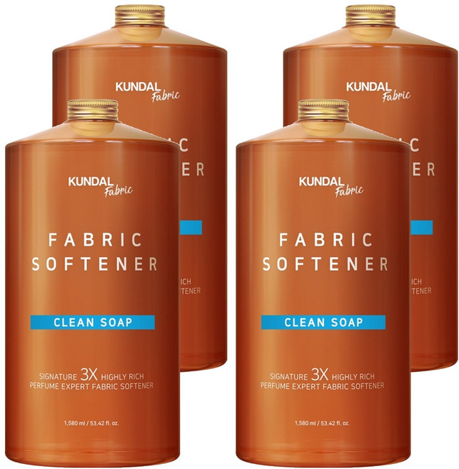 쿤달 초고농축 섬유유연제 클린솝향 본품, 1580ml, 4개