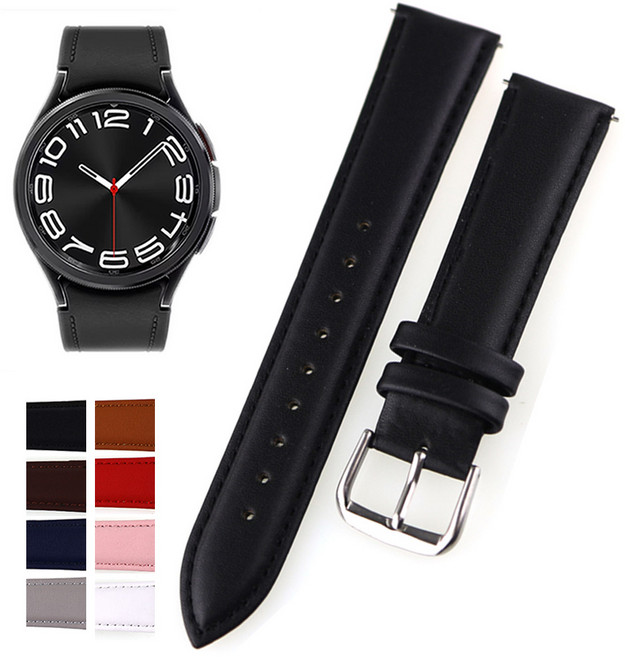 R950 갤럭시워치6 43mm 가죽 호환밴드 레더 시계줄 스트랩, 02 AGE02BR20 브라운