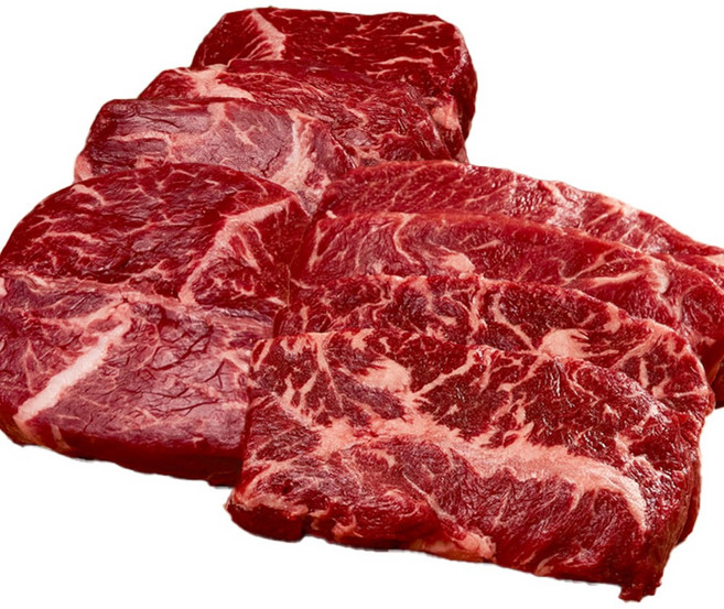 [헤비스테이크] 부채살+토시살 스테이크(냉장 당일발송) 1.44kg (부채살180gx4팩+토시살180gx4팩) 개별소포장, 720g