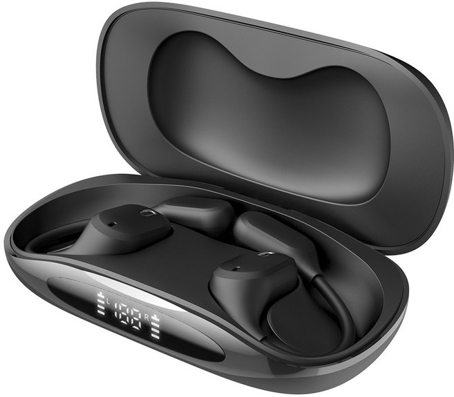 오지렌 ENC 노이즈 캔슬링 오픈 귀걸이형 블루투스 이어폰, 블랙