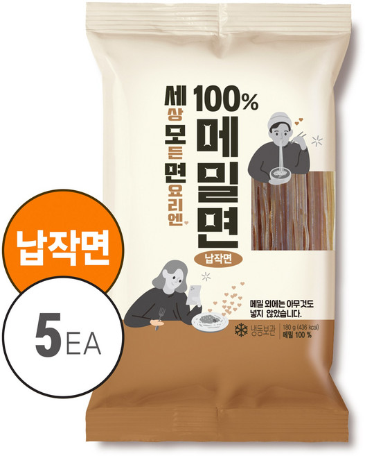 (올리온 공식몰) 세모면 100% 납작면 냉 모밀 소바 메밀 막국수 면 100프로 메밀면 180g, 5개