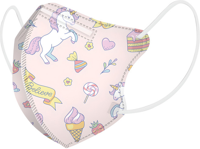 러블리앙즈 4겹 3D 입체 프리미엄 새부리형 마스크 유아용 F4소형, 10개입, 3개, 유니콘