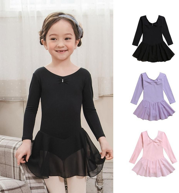 치마발레복 긴팔 쉬폰 발레복 여아 유아동 3~10세