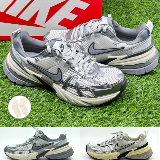 나이키 V2K 런 여성 남성 스니커즈 운동화 런닝화 퓨어 플래티넘 신발(무브런 양말 증정)