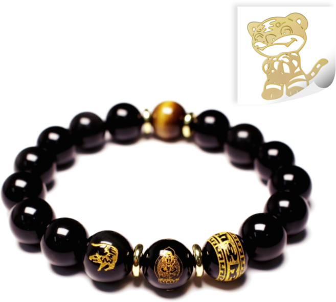 러키라이프 흑요석 소원성취 12지 띠별 행운팔찌