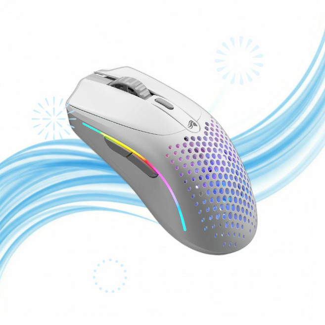 Glorious PC Gaming Race 글로리어스 무선 마우스 모델 O 2 Mini 게이밍 57g 초경량 210시간 배터리 듀얼 26K 센서 화이트 WS