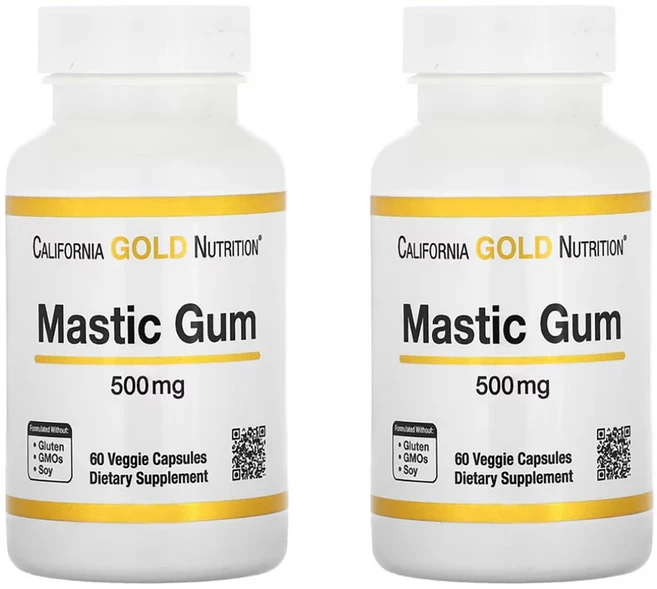 California Gold Nutrition Mastic Gum 500mg 캘리포니아골드뉴트리션 매스틱 검 60베지캡슐 2팩, 60정, 2개 - 쿠팡