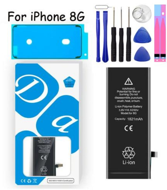 XDOU 배터리 아이폰 8 8G 아이폰 8 아이폰 8G 용 1821mAh 휴대폰 액세서리 무료 수리 도구 키트 스티커 교체 배터리, 1개