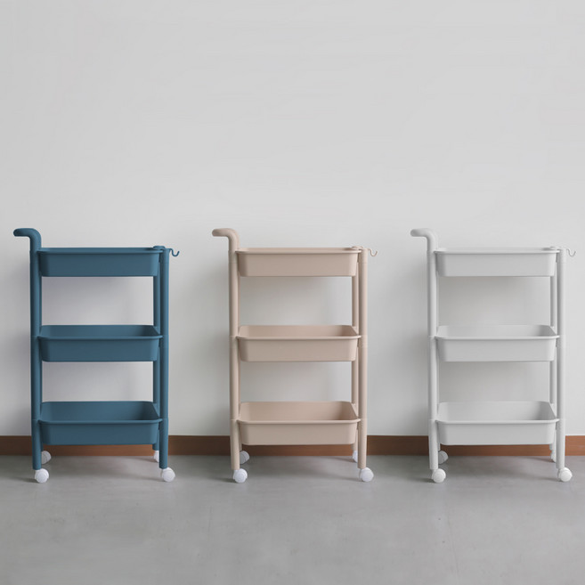 이동식 트롤리 바퀴달린 수납장 3단 4단, 모노톤 핸드무빙카트(4단핑크), 1