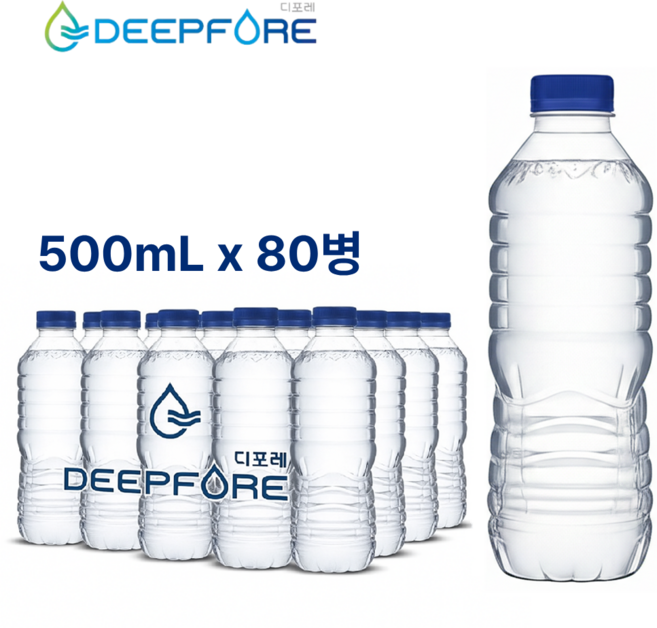 디포레 무라벨 생수 0.5리터 80병 4팩, 80개, 500ml