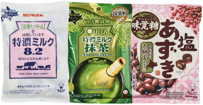 유하미카쿠토 토쿠노 밀크캔디 115g+토쿠노 밀크 말차 캔디 81g+아주끼 캔디 105g