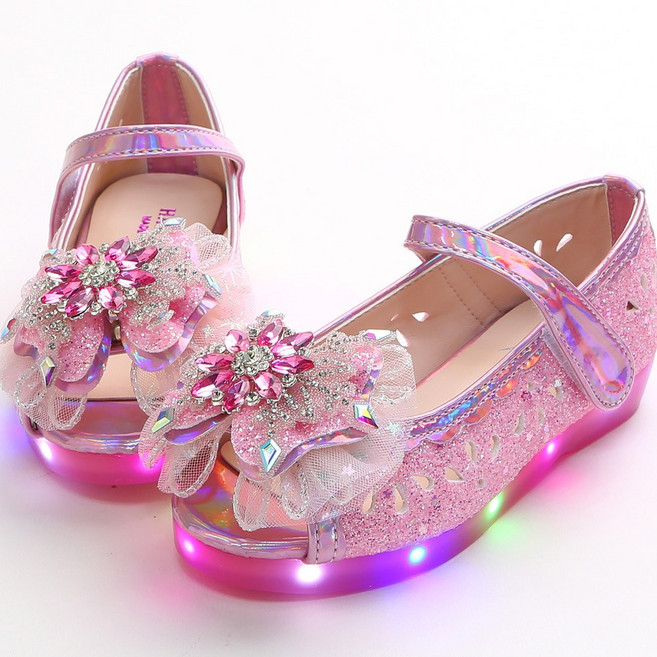 큐슈 엘사 오픈 여아 LED샌들 유아 키즈 아기샌들 불빛신발