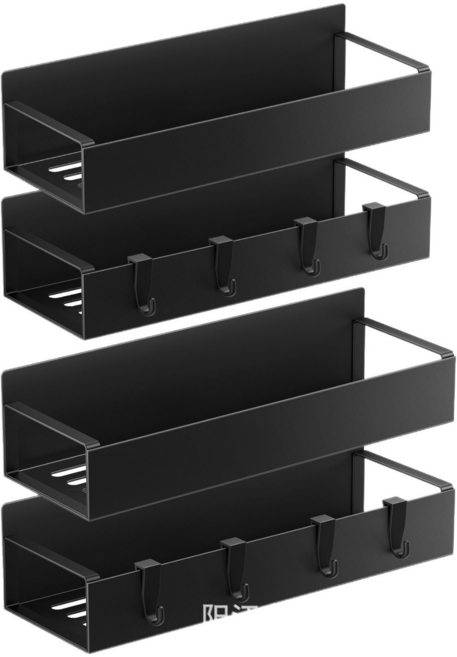 율루아 다용도 넉넉한 수납 공간 초강력 자석 선반 대형 2개, 블랙