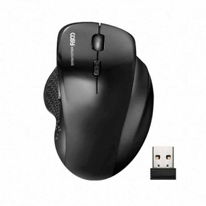 코지 무선 광마우스 세미버티컬 VDT 손목터널증후군 통증완화 1600dpi 5버튼 1휠, 블랙, MM3469W