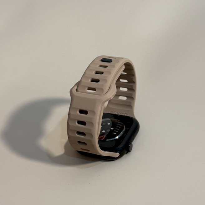 運動透氣矽膠錶帶 適用於 Apple watch, 卡其棕, 1個