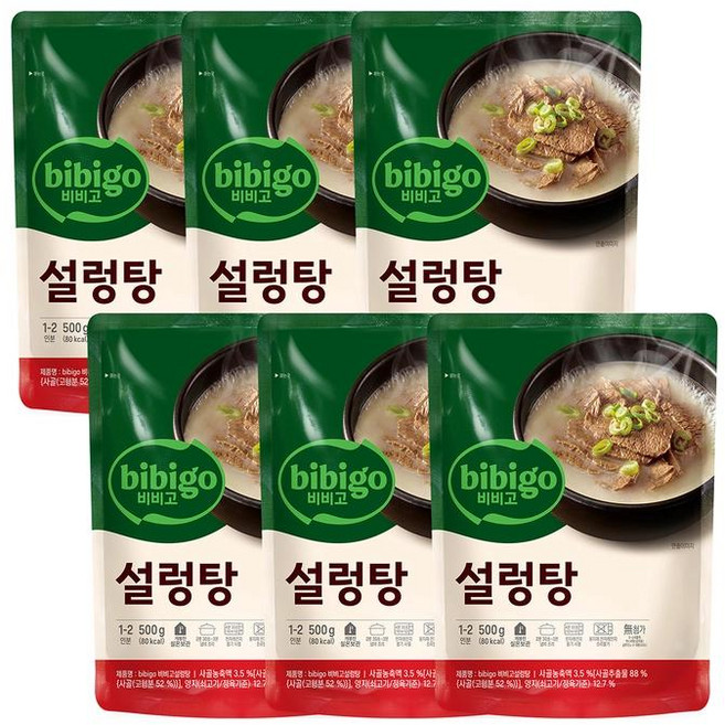 CJ 비비고 설렁탕 6개 500g 1세트 1세트, 3세트
