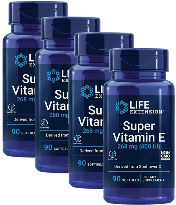 라이프익스텐션 슈퍼 비타민 E 268mg(400IU), 90정, 4개 - 쿠팡