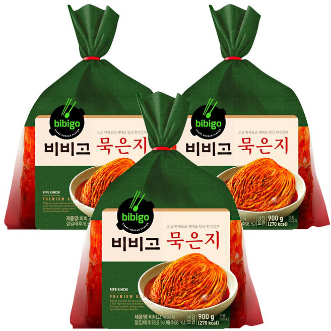 CJ 비비고 묵은지, 900g, 3개