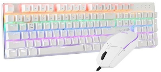 지클릭커 슈퍼히어로 GMK-510X 기계식 게이밍 유선 키보드마우스 세트(화이트), 1개