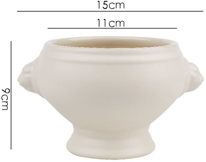 세라믹 수프 그릇 크리에이티브 사자 머리 양각 손잡이 디저트 스낵 샐러드 가정용 식기, 01 B-L 450ML(1pcs), 1개