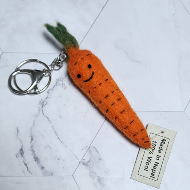 잇츠스트어 양모 네팔 야채 키링 열쇠고리 키홀더, 당근(고리 추가), 1개
