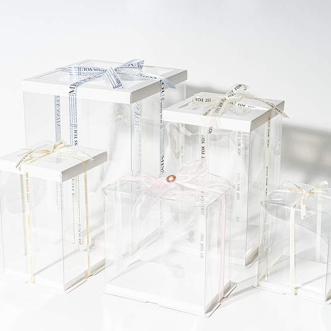 마음담은집"포인트 있는"투명 돈케이크 플라워 상자 케이스, 1개, 일반형 케이스 대형