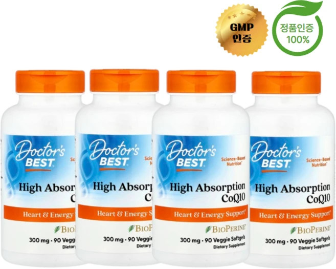 2+2 닥터스 베스트 고흡수 코큐텐 CoQ10 300mg 소프트젤 90정, 4개 - 쿠팡