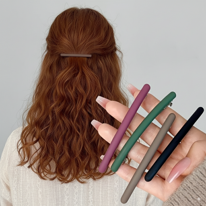 데일리 스타일링 심플 무광 스틱 자동 헤어핀 4P 세트