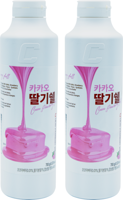 셀플러스 딸기쉘 아이스크림에 굳는 카카오 딸기 초코쉘, 2개, 700g