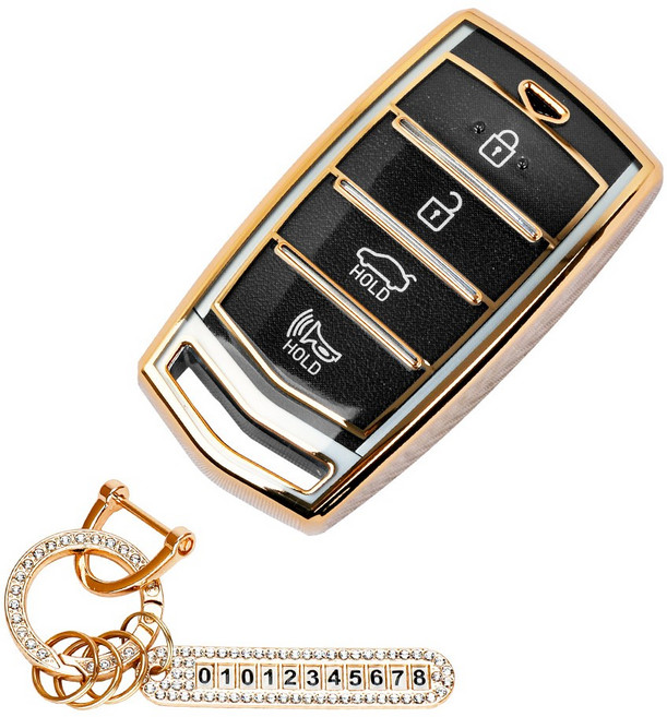 튜모 호환 G70 G80 G90 GV70 GV80 EQ900 차 키케이스 tpu 투명 키커버 키링 키홀더, JS-01, 골드라인