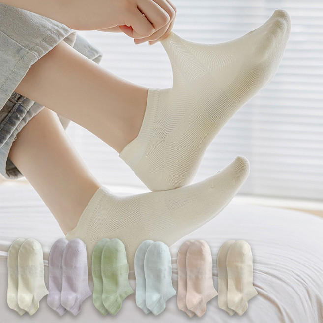 슈퍼템즈 시원한 통풍 양말 발목쪼임없는 여자양말세트 MIX 컬러 6켤레