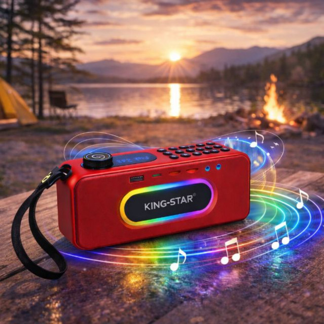 킹스타 K-288 감성 LED 블루투스 스피커, 레드