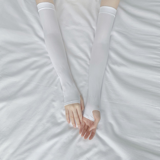 시큐어핏 살색 골프 쿨토시 팔토시 양손 1+1, 화이트, 손등커버형