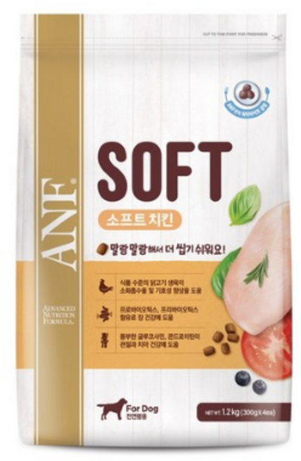 ANF 소프트 사료 연어 치킨 5.4kg 강아지 반 습식 말랑말랑, 닭