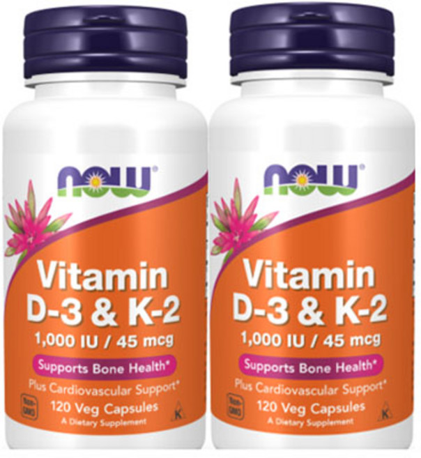 [정품보장]나우푸드 비타민 D3 K2 45mcg NOW Foods 120정 X 2병, 2개