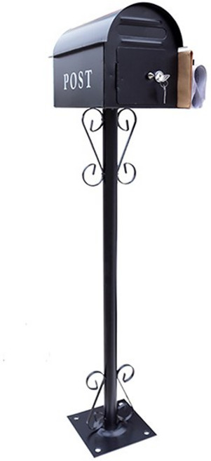 실외용 잡지꽂이부착형 스탠드 우체통, 라운드잡지꽂이부착형우체통, 검정색