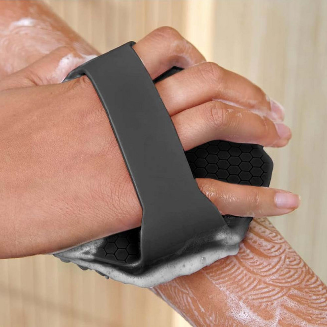 헥사곤 실리콘 바디브러쉬 손잡이형 샤워 스크럽 바디 클렌저 마사지 목욕용