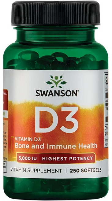 스완슨 비타민 D3 5000IU 소프트젤, 250정, 1개