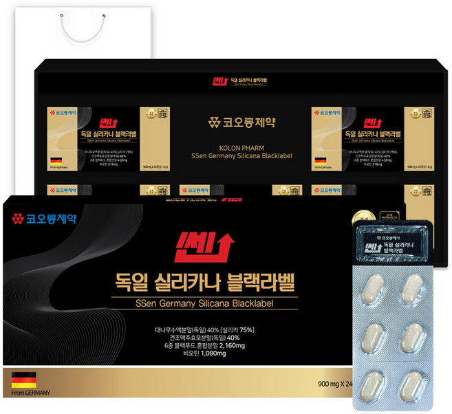 코오롱제약 독일산 대나무수액분말/독일산 건조맥주효모분말/실리카나 블랙라벨 4개월분, 1박스, 120정