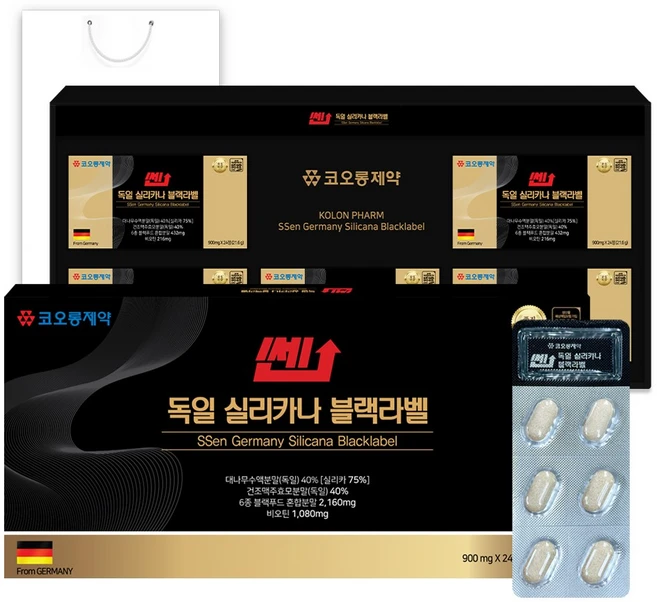 코오롱제약 독일산 대나무수액분말/독일산 건조맥주효모분말/실리카나 블랙라벨 4개월분, 1박스, 120정 - 쿠팡