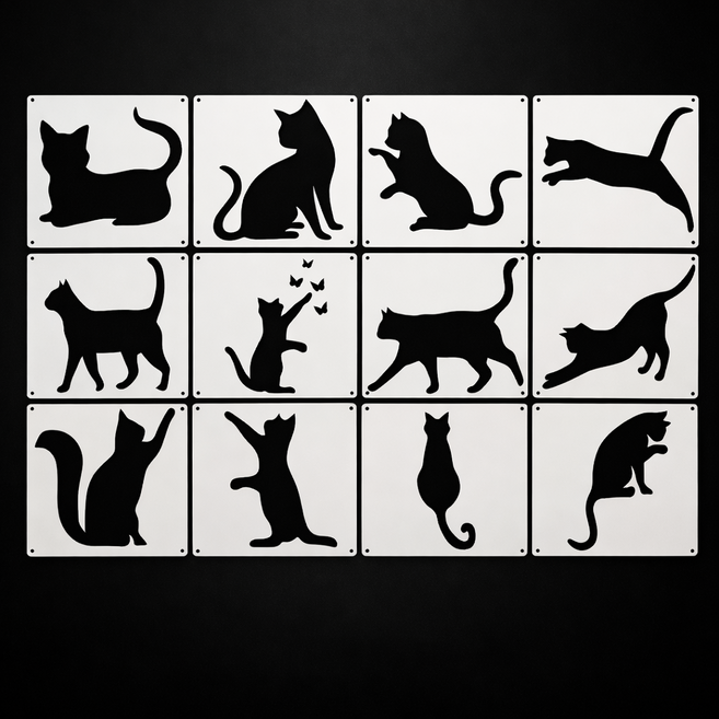 제니미엘 DIY 스텐실 도안 동물 고양이 다꾸, 1개