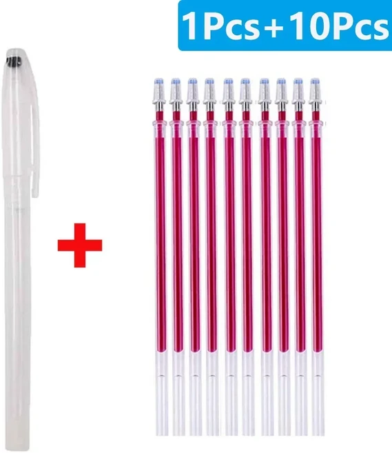 미싱 재봉 열 지울 수 있는 매직 마커 펜 온도 사라지는 원단 라인 마킹 DIY 공예 바느질 액세서리 5-105 개, [06] 11Pcs-Rose Red