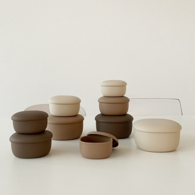 리브야 플래티넘 국산 실리콘 밀폐용기 180ml 세트, 1세트, 베이지 x 180ml 3개