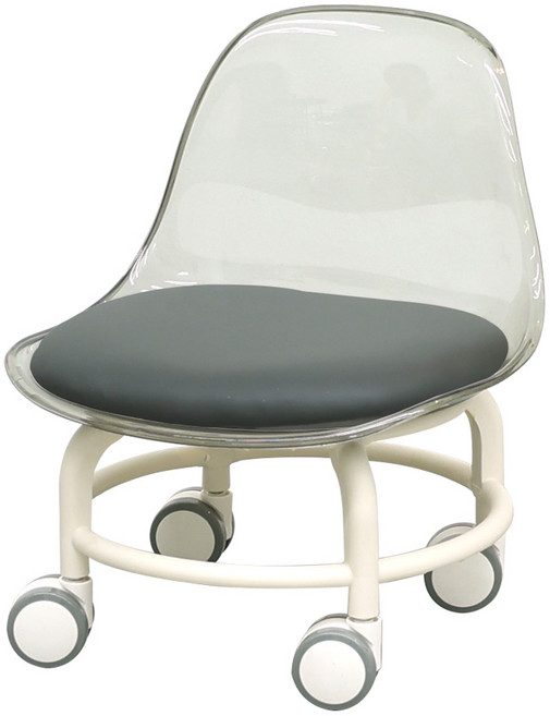 HK sell 귀요미 튼튼 투명 낮은 의자, 투명 그레이+그레이 쿠션, 1개