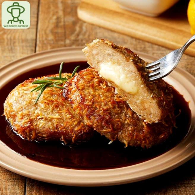 [GMD]송경수 쉐프 에어프라이어 국내산 돼지고기 수제 코코넛 치즈 함박스테이크 소스 밀키트, 200g, 9개