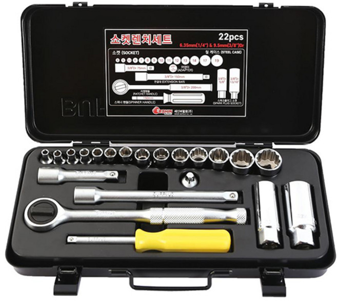 세신버팔로 소켓렌치세트 6.35mm 9.5mm 22p 104-0704, 1세트